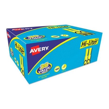 Avery Avery HI-LITER Desk-Style Highlighters, Chisel Tip, Fluorescent Yellow, 36/Box 98208